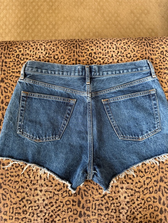 Agolde Pants - Agolde Blue High-Rise Raw Hem Denim Shorts